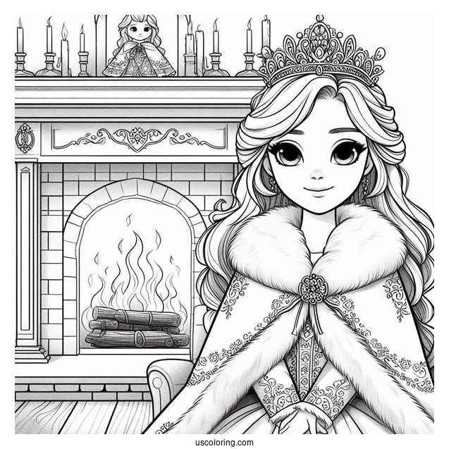 Queen Anna In Front Of Fireplace