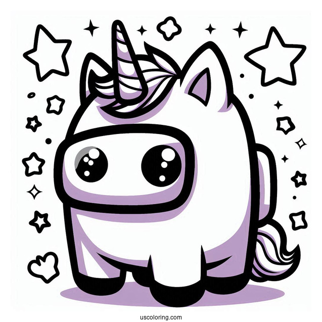 Cute Unicorn Among Us to Color