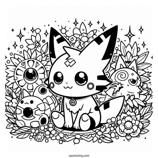 Kawaii Digimon Anime Coloring Page For Kids