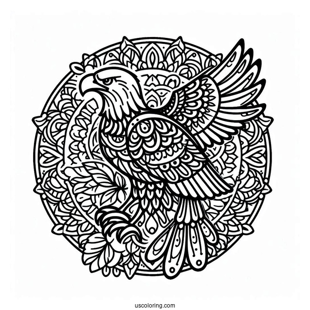 Eagle Animal Mandala Coloring Page