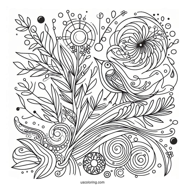 Simple Action Abstract Coloring Page