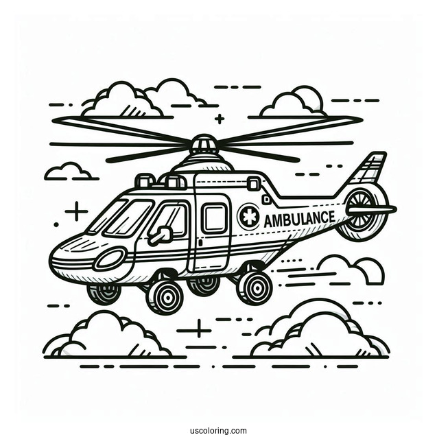 Air Ambulance Coloring Page In The Air