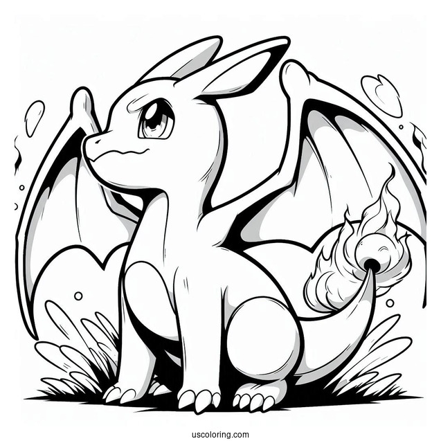 Simple Charizard Coloring In For Kids