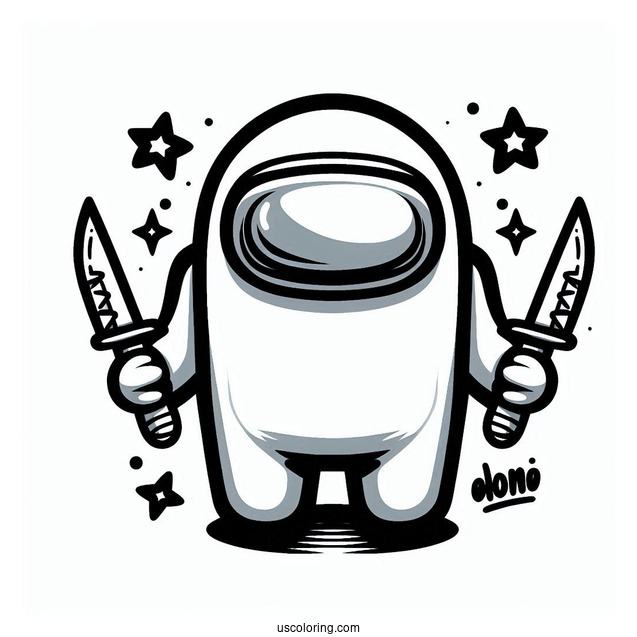 Among Us Imposter Holding Two Knives