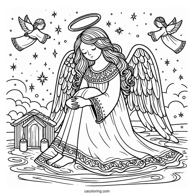 Nativity Angel Coloring Page