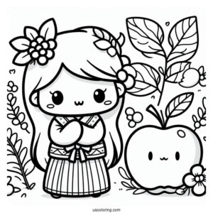 Cute Kawaii Coloring Page For Kids