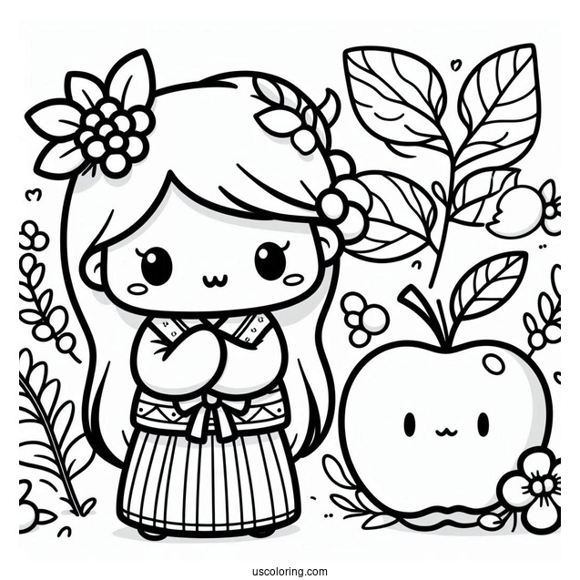 Cute Kawaii Coloring Page For Kids