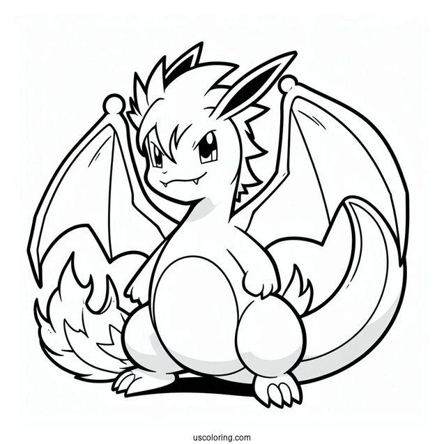 Simple Charizard Coloring In For Kids