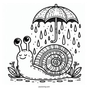 Snail Crawling Under April Coloring Page Showers For Kids