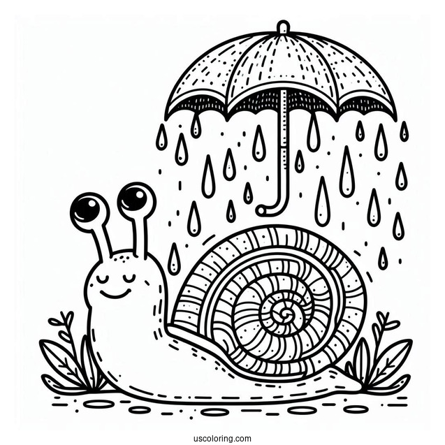 Snail Crawling Under April Coloring Page Showers For Kids