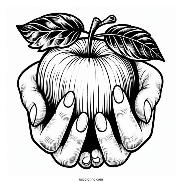 Hands Holding Mcintosh Apple Coloring Sheet