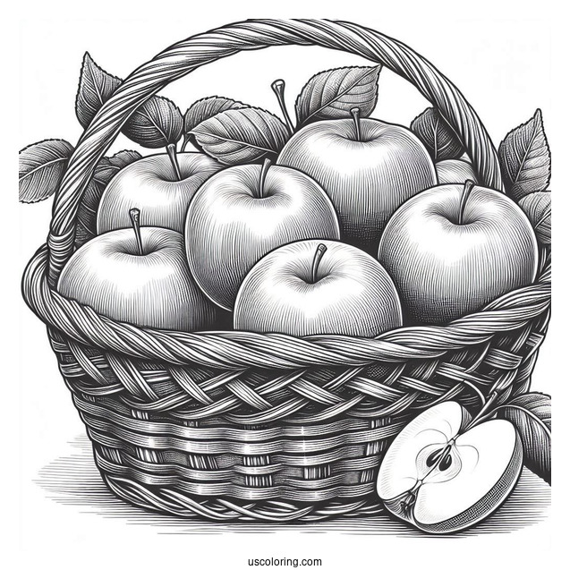 Basket Of Honeycrisp Apples To Color