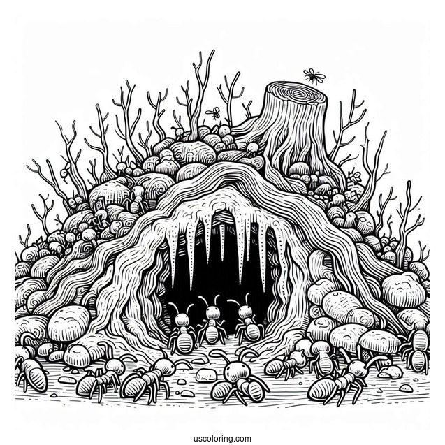 Underground Ant Coloring Page Of Colony