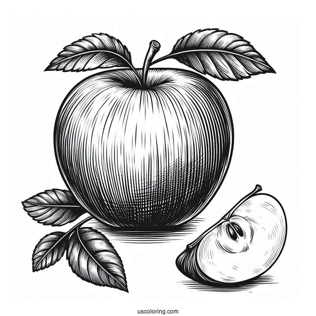Sketch Of An Apple Coloring Page
