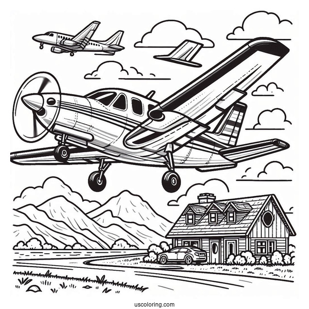 Coloring Page Of Private Plane Landing