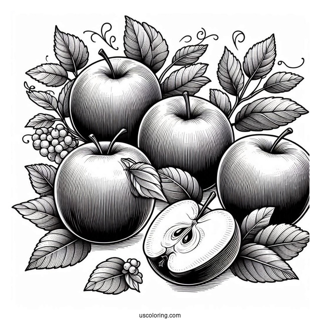 Several Granny Smith Apples To Color