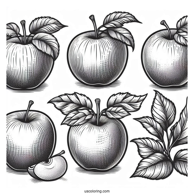 Several Granny Smith Apples To Color