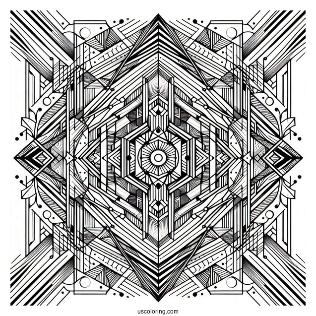 Geometric Abstract Coloring Page Art With Stripes