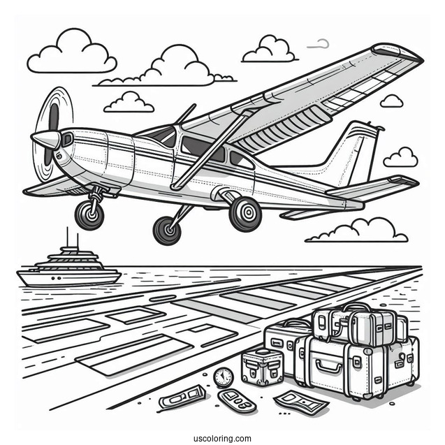 Coloring Page Of Private Plane Landing