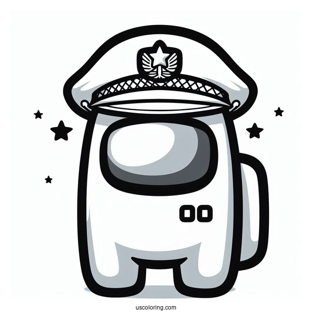 Among Us Captain Skin Coloring Page