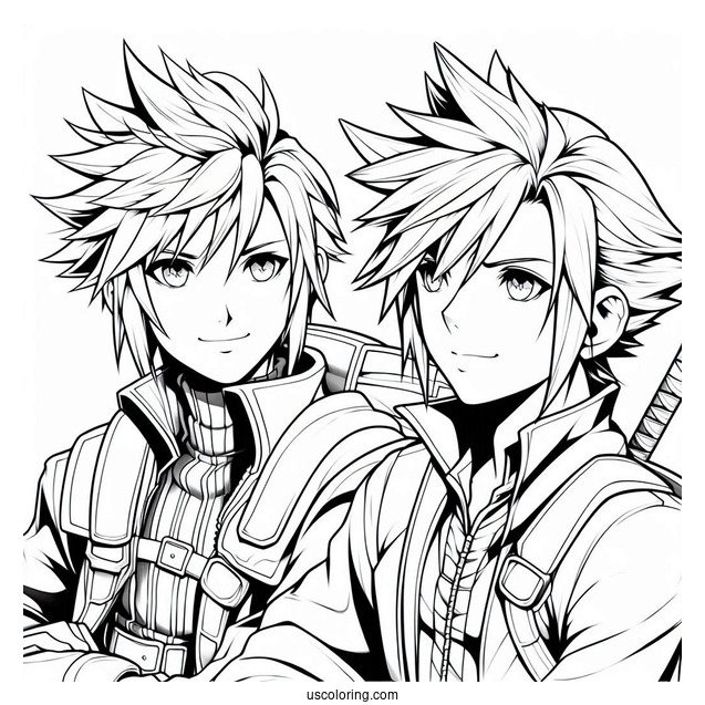 Cloud Strife And Zack Fair Coloring Sheet