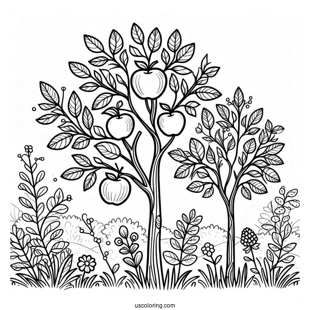 Outline Of Apple Trees For Kids