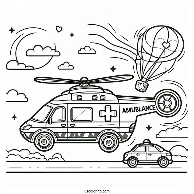 Air Ambulance Coloring Page In The Air