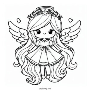 Cute Kawaii Angel To Color