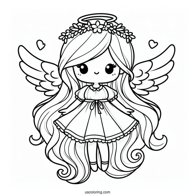Cute Kawaii Angel To Color