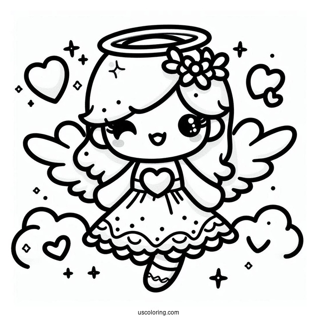 Cute Kawaii Angel To Color
