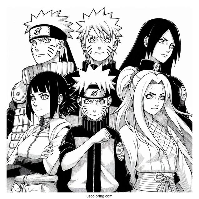 Naruto Team Seven With Iruka Coloring In