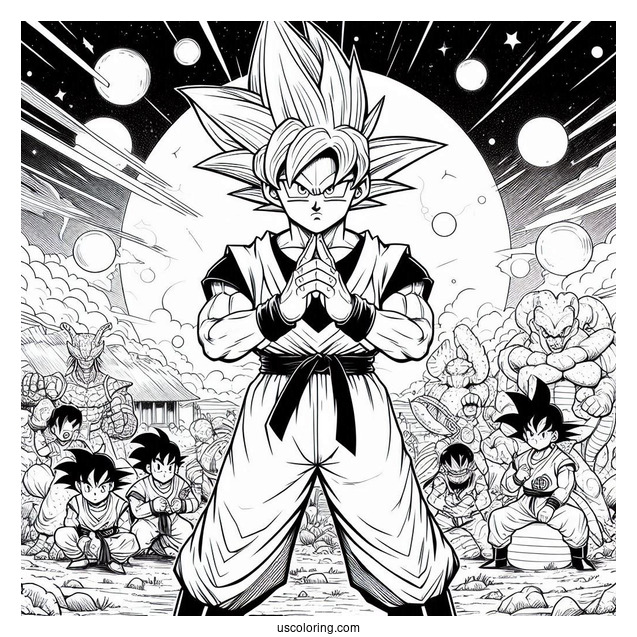 Full Page Dragon Ball Z Poster Coloring Sheet