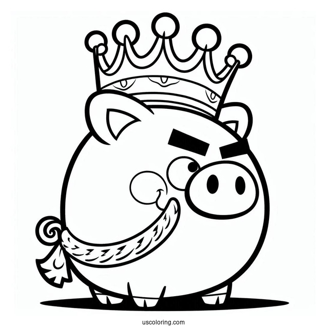 Simple Outline Of King Pig Coloring In For Preschoolers