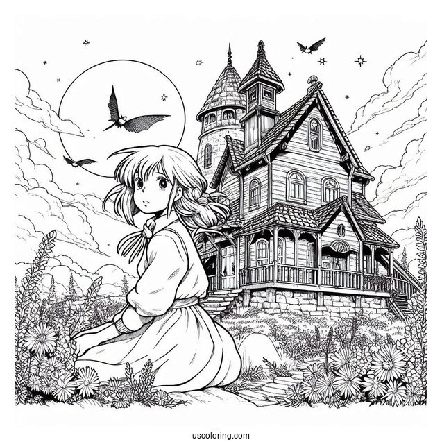 Howl_s Moving Castle Coloring Page