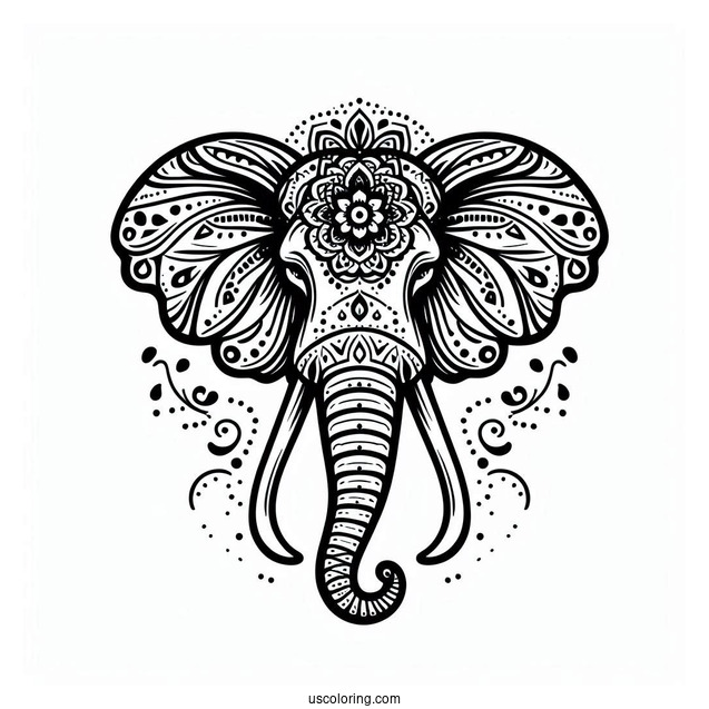 Elephant With Long Tusks Animal Mandalav2