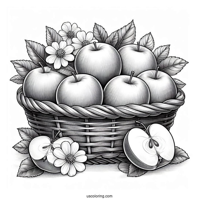 Basket Of Honeycrisp Apples To Color