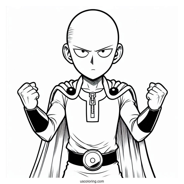 Easy One Punch Man Saitama Coloring In For Kids