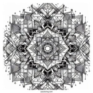 Complex Geometric Abstract Coloring Page