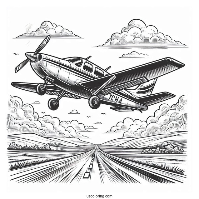 Coloring Page Of Private Plane Landing