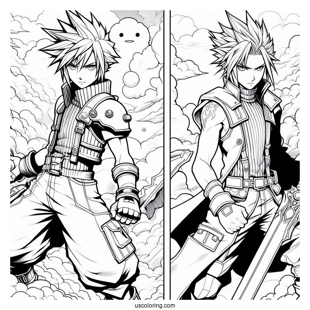 Cloud Strife And Zack Fair Coloring Sheet