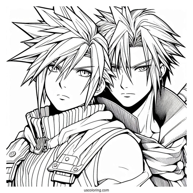 Cloud Strife And Zack Fair Coloring Sheet