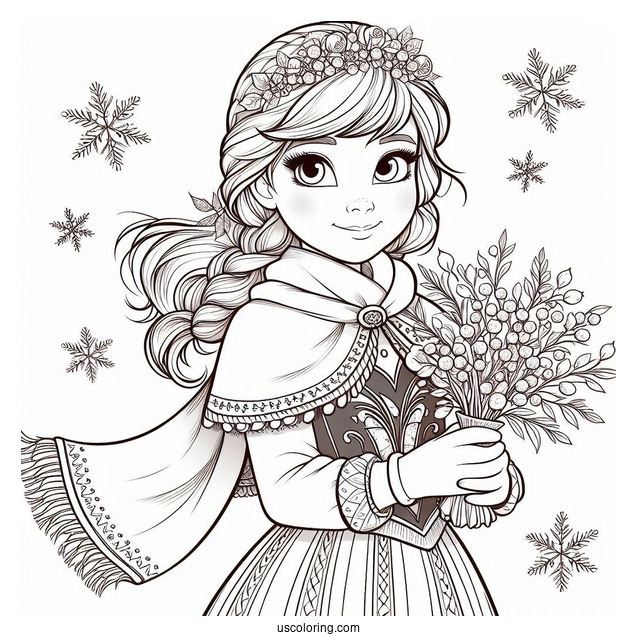 Detailed Anna In Winter Coloring Page
