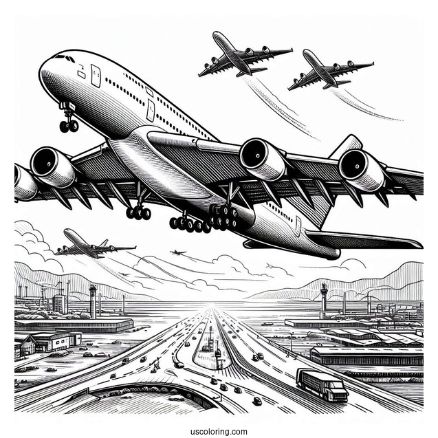 Boeing A380 Plane Taking Off From Airport