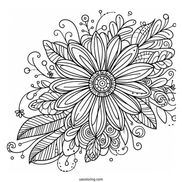 Beautiful Daisy Abstract Coloring Page