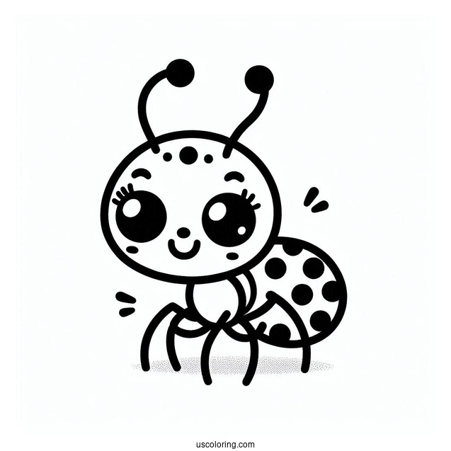 Kawaii Dot Ant Coloring Page From A Bug's Life For Kids