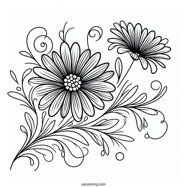 Beautiful Daisy Abstract Coloring Page