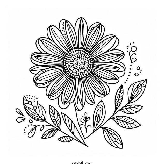 Beautiful Daisy Abstract Coloring Page