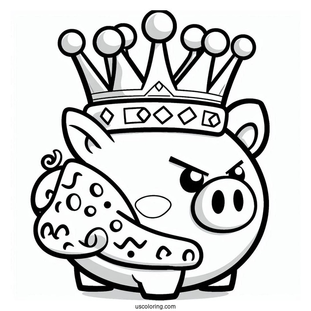 Simple Outline Of King Pig Coloring In For Preschoolers
