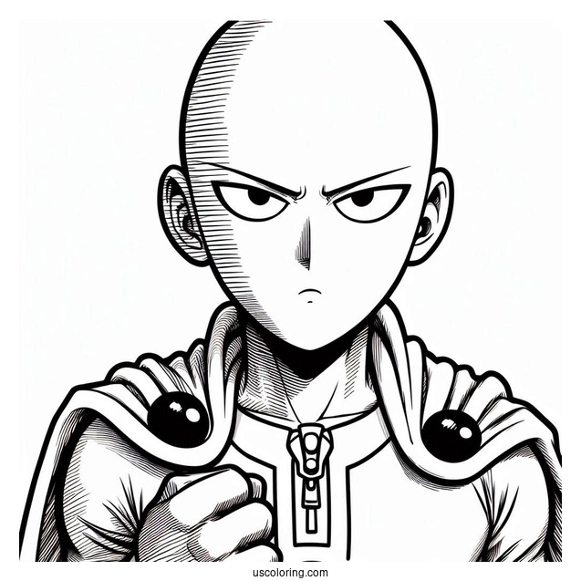Easy One Punch Man Saitama Coloring In For Kids