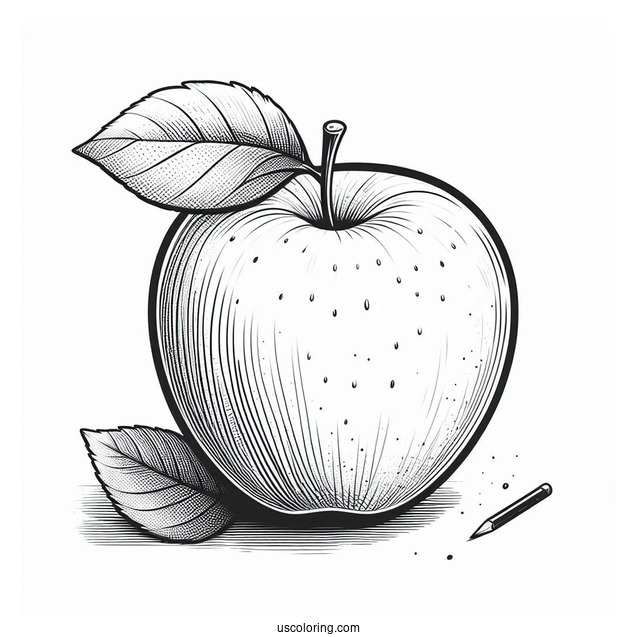 Sketch Of An Apple Coloring Page
